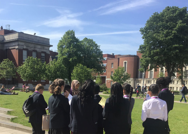 Students from The East Manchester Academy at the University of Manchester in 2019