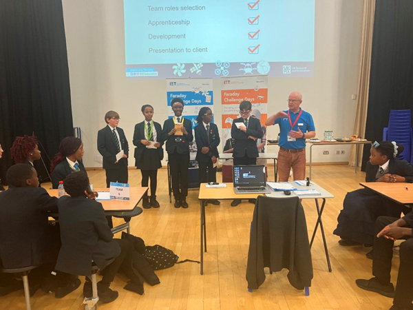 The winning Year 8 team during The Faraday: Future Flight challenge, in January 2023