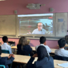 Students during a Q&A session with Famil Ismailov, News Editor for BBC News Russia, in July 2023