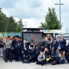 Year 8 students pose with their recreation of the TEMA logo during Manchester Week 2023