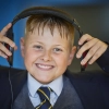 A student using headphones