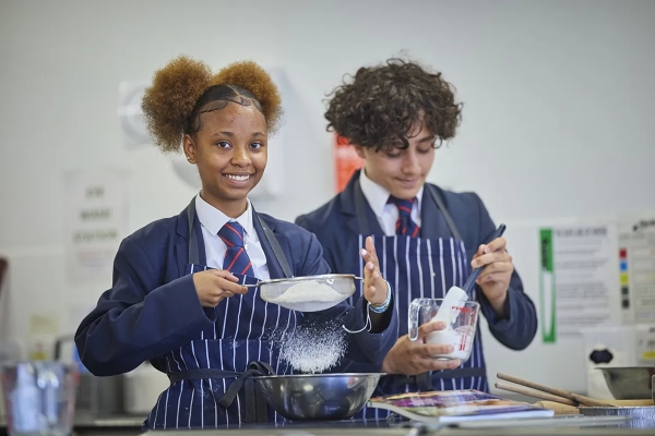 Students during a food technology lesson