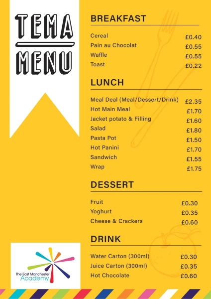 Menu price list