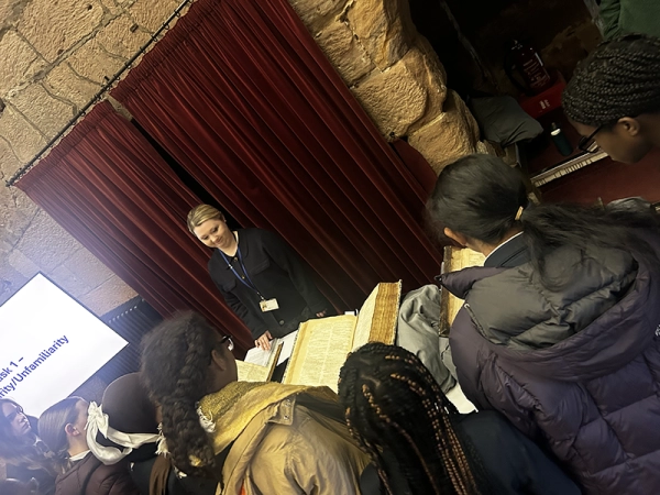 Students during a trip to Chetham's Library, January 2026