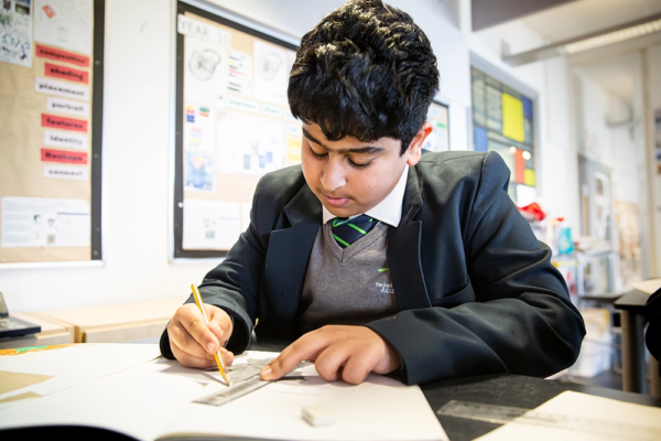 Student studying in maths class